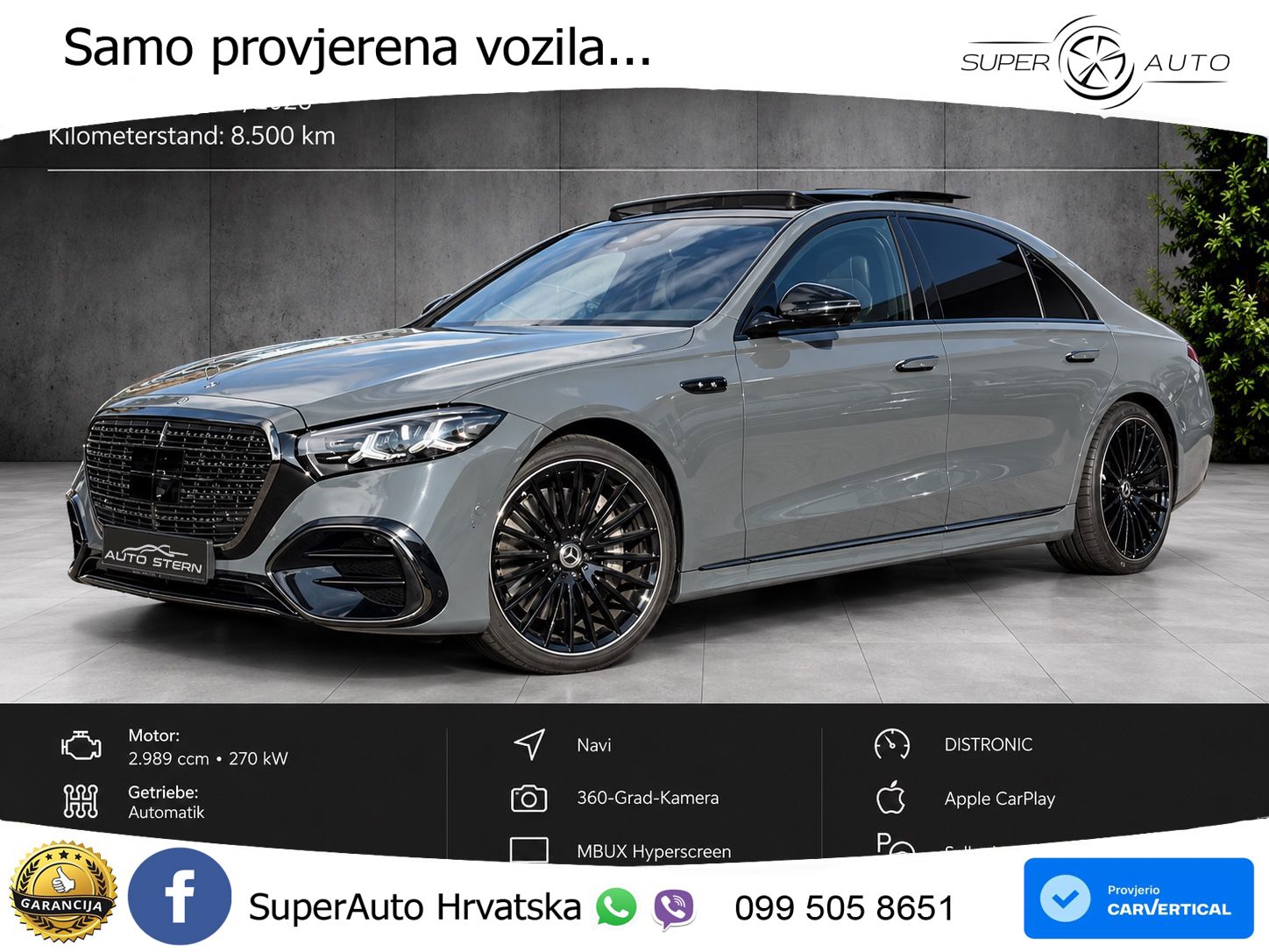 Mercedes S 450d (367 KS) EQ Boost 4MATIC 9G-TRONIC AMG ZRAČNI+ACC+GR SJED+KAM+PANO