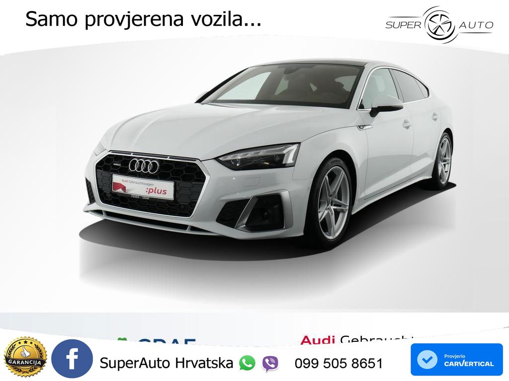Audi A5 Sportback 45 TFSI (265 KS) quattro S tronic S line ACC+GR SJED+360+PANO
