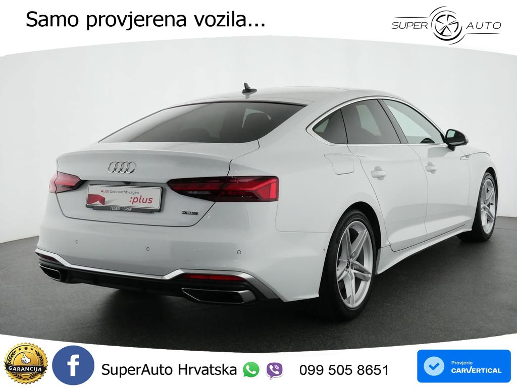 Audi A5 Sportback 45 TFSI (265 KS) quattro S tronic S line ACC+GR SJED+360+PANO