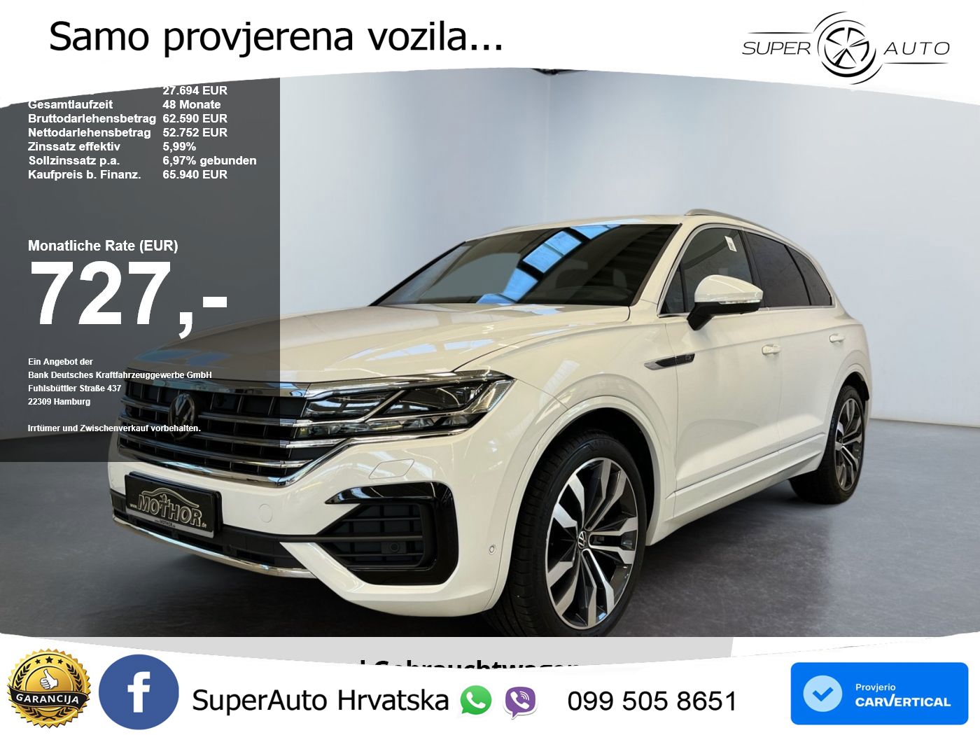 Volkswagen Touareg 3.0 V6 TDI (286 KS) 4MOTION Tiptronic R-Line ZRAČNI+ACC+GR SJED+KAM