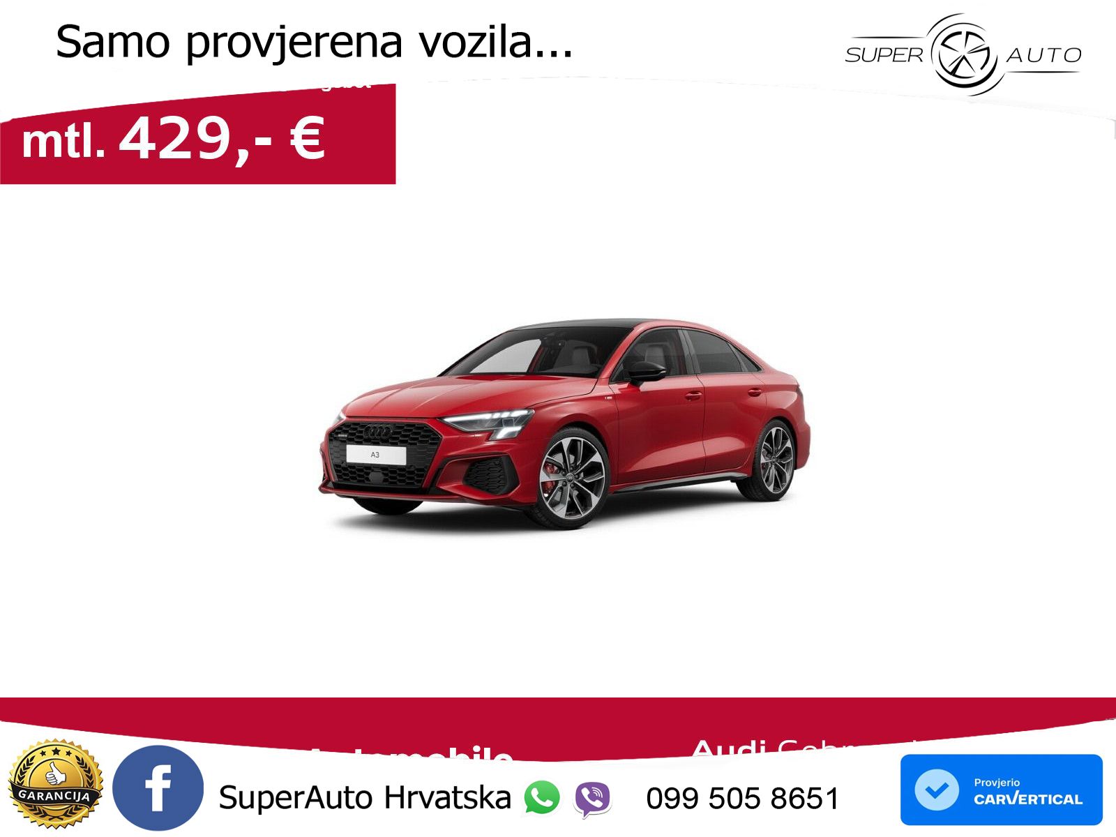 Audi A3 Limuzina 40 TFSI (190 KS) quattro S tronic S line LED+GR SJED+ACC