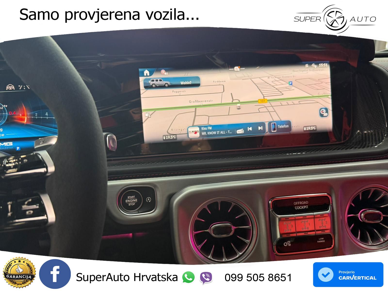 Mercedes AMG G 63 Long V8 (585 KS) 4MATIC 9G-TRONIC AMG SPEEDSHIFT PLUS ZRAČNI+ACC+4xGR SJED+KAM