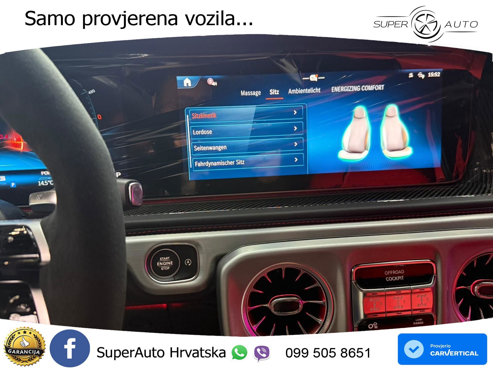 Mercedes AMG G 63 Long V8 (585 KS) 4MATIC 9G-TRONIC AMG SPEEDSHIFT PLUS ZRAČNI+ACC+4xGR SJED+KAM