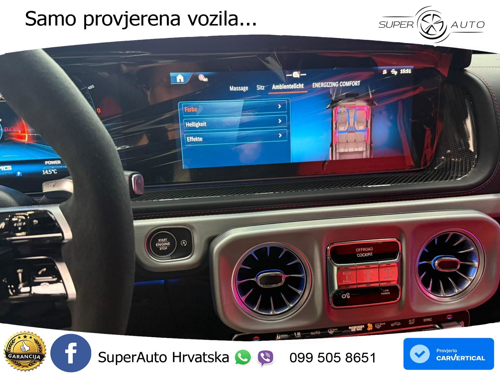 Mercedes AMG G 63 Long V8 (585 KS) 4MATIC 9G-TRONIC AMG SPEEDSHIFT PLUS ZRAČNI+ACC+4xGR SJED+KAM
