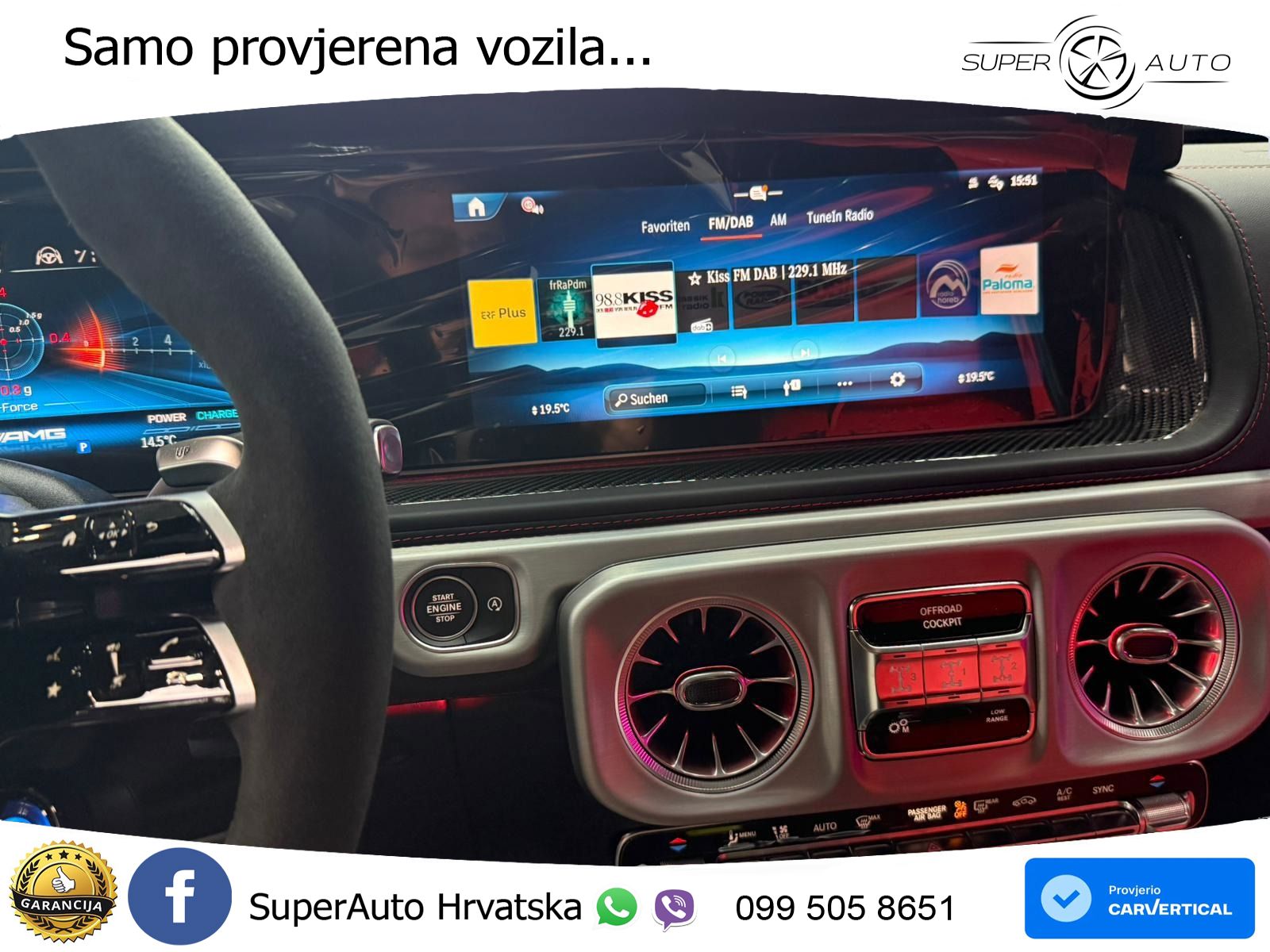 Mercedes AMG G 63 Long V8 (585 KS) 4MATIC 9G-TRONIC AMG SPEEDSHIFT PLUS ZRAČNI+ACC+4xGR SJED+KAM