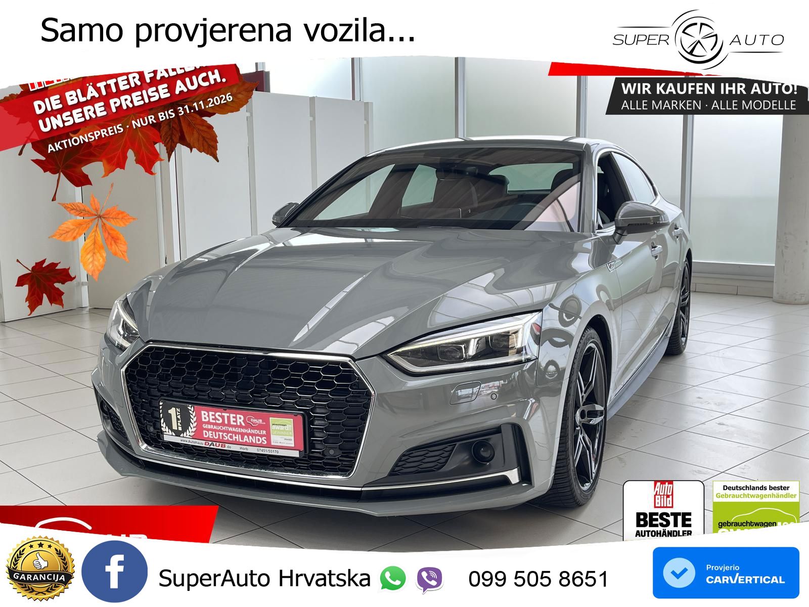 Audi A5 Sportback 45 TFSI (245 KS) quattro ultra S tronic S line MATRIX+GR SJED+KAM