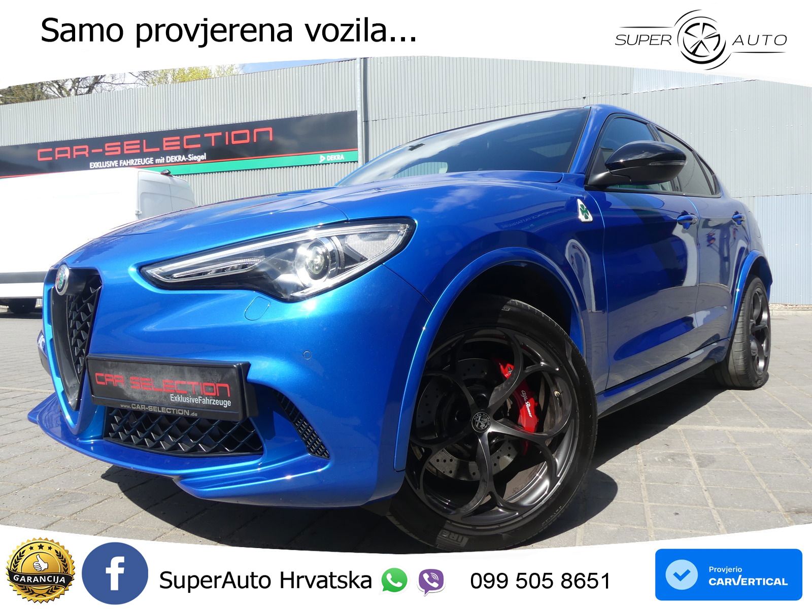 Alfa Romeo Stelvio Quadrifoglio 2.9 V6 Bi-Turbo (520 KS) Q4 Automatic ZRAČNI+ACC+GR SJED+KAM+PANO