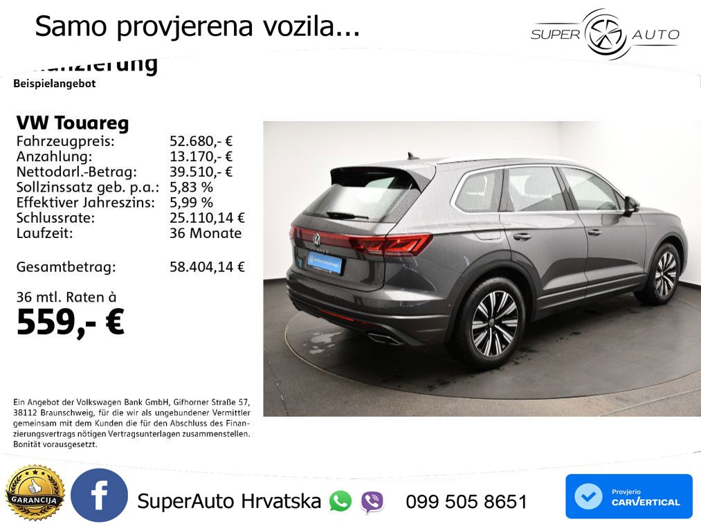 Volkswagen Touareg 3.0 V6 TDI (286 KS) 4MOTION Tiptronic ZRAČNI+ACC+4xGR SJED+KAM