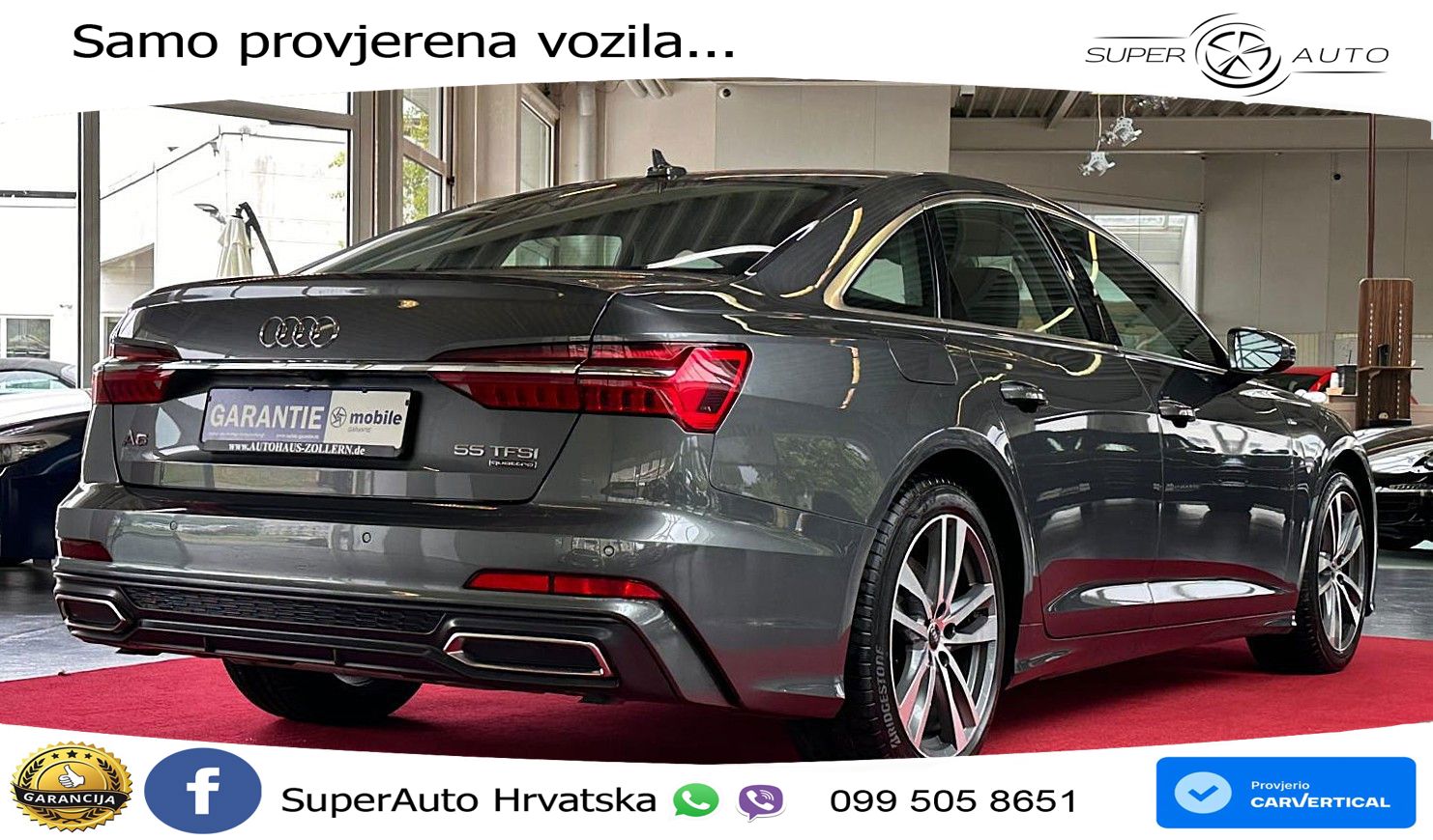 Audi A6 55 TFSI V6 (340 KS) quattro S tronic S line ZRAČNI+ACC+GR SJED+KAM