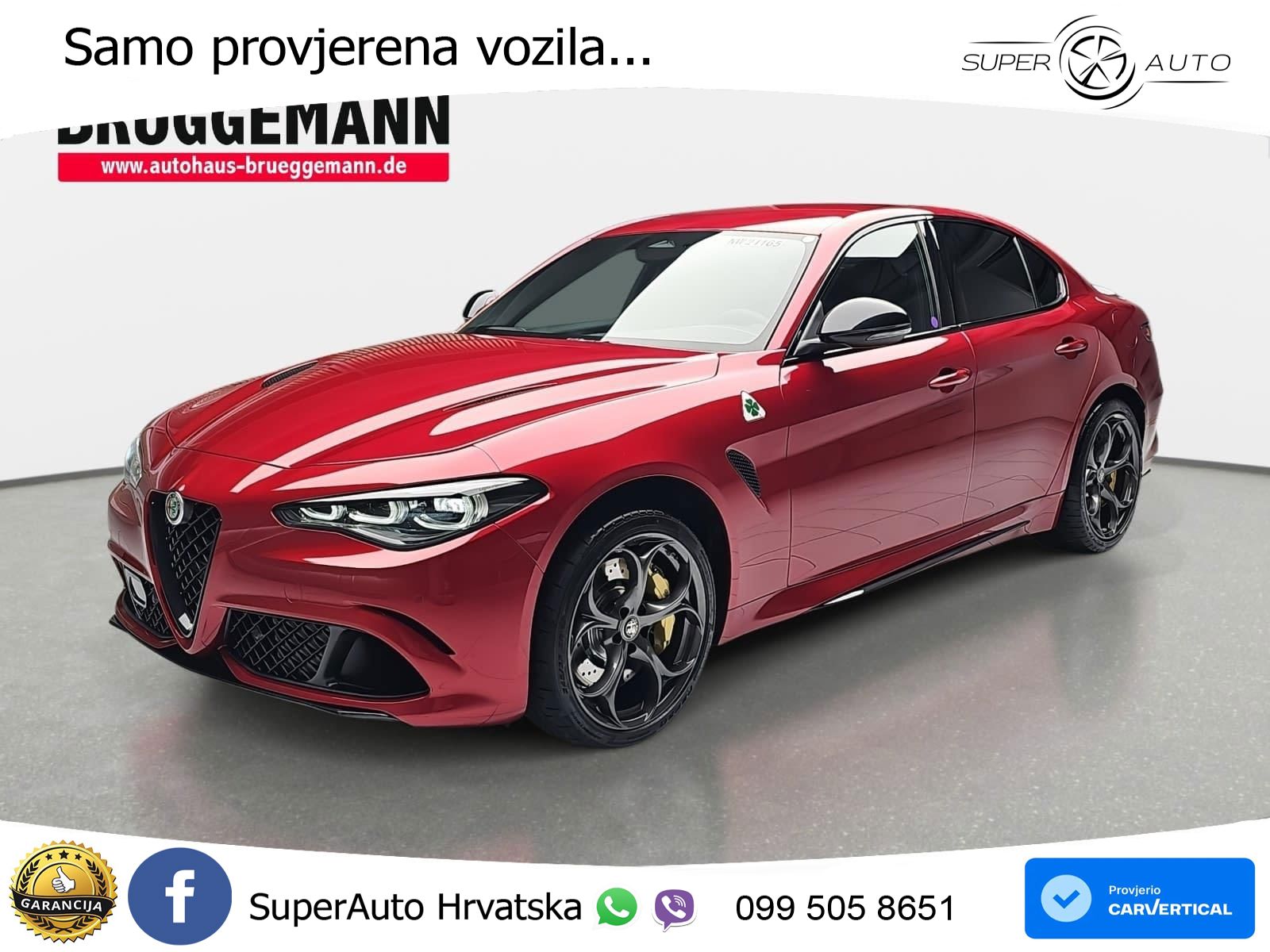 Alfa Romeo Giulia Quadrifoglio 2.9 V6 Bi-Turbo (520 KS) Automatic LED+GR SJED+ACC
