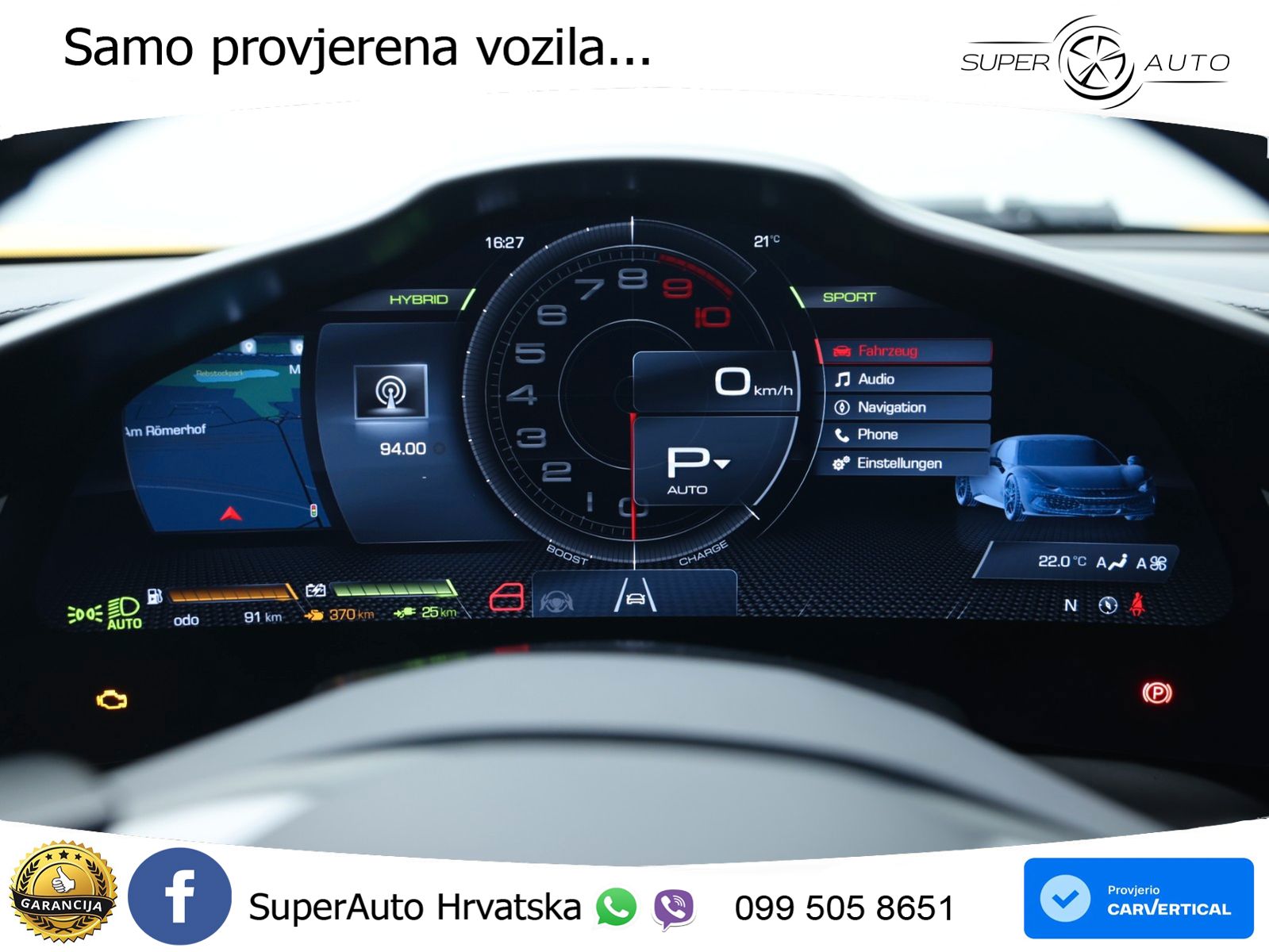 Ferrari 296 GTS 3.0 V6 (830 KS) F1 DCT ZRAČNI+ACC+GR SJED+KAM