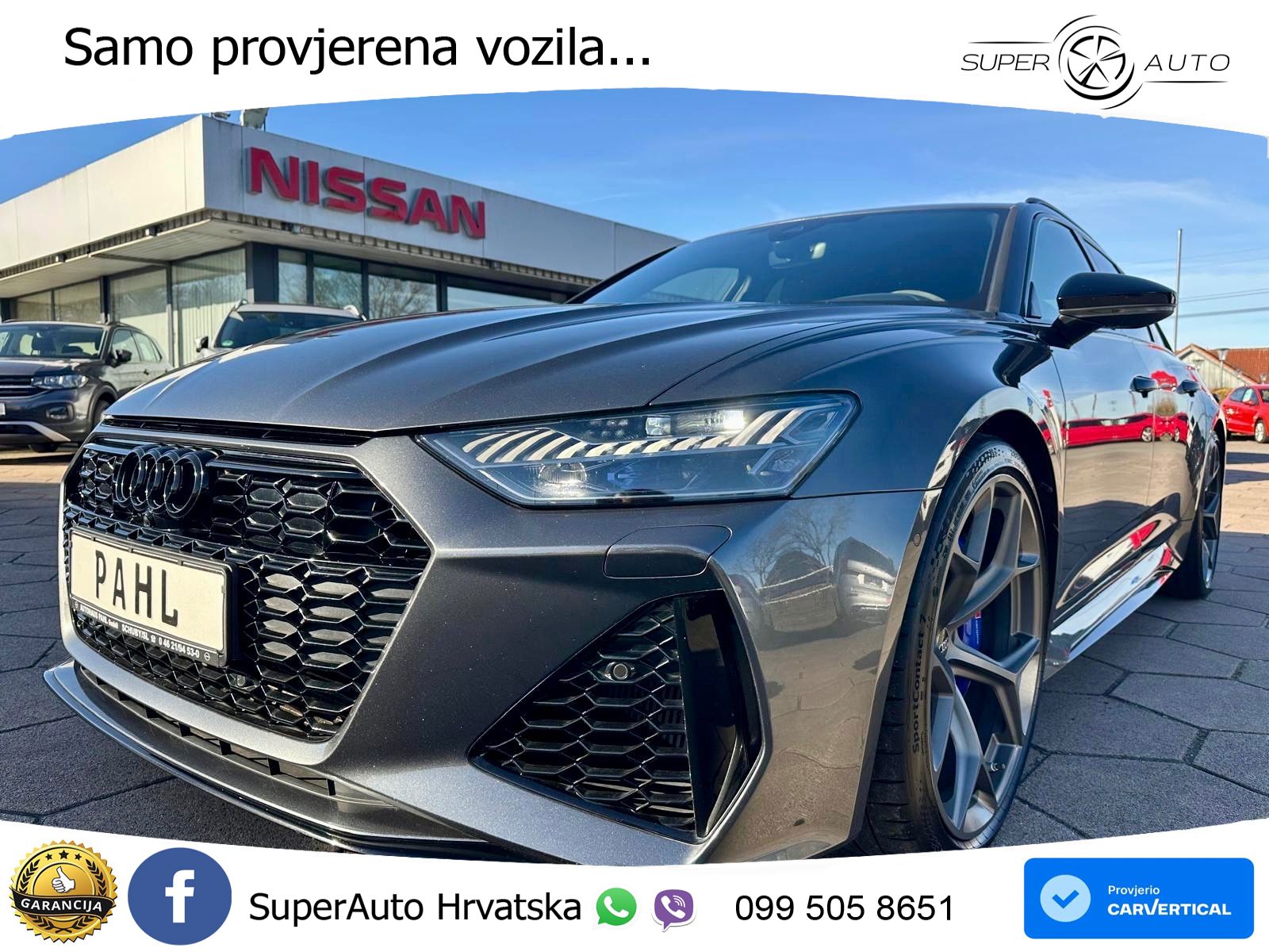 Audi RS6 Avant 4.0 TFSI V8 performance (630 KS)  quattro tiptronic ZRAČNI+ACC+4xGR SJED+KAM