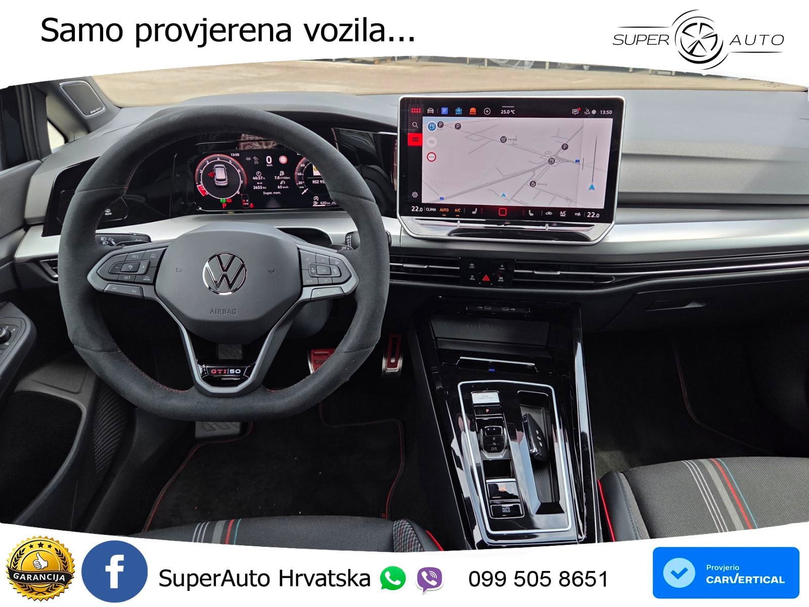VW Golf 8 GTI 2.0 TSI DSG 50 Edition 325 KS, REG 08/27 AKRAPOVIĆ+ACC+LED+360