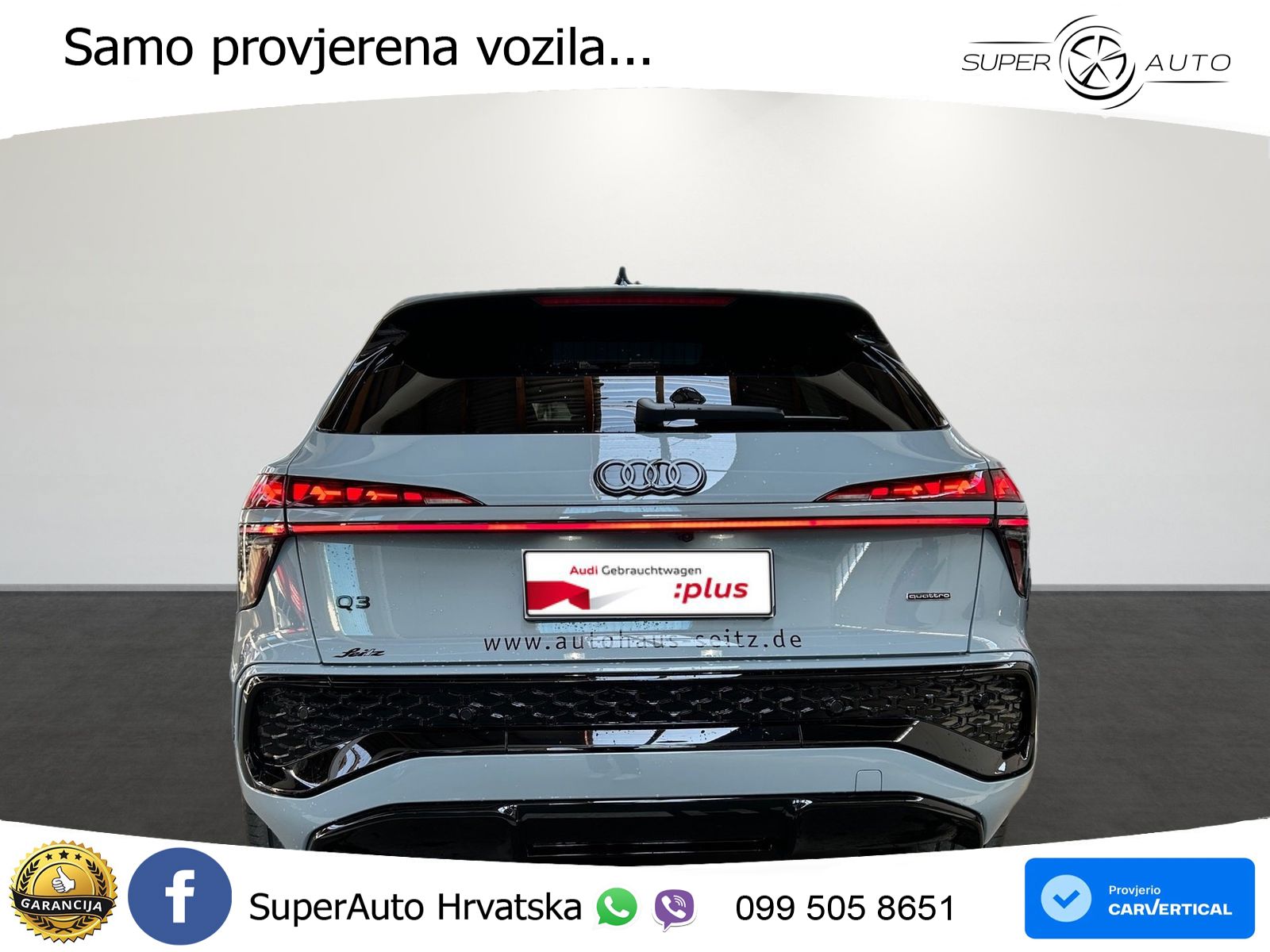Audi Q3 2.0 TFSI (265 KS) quattro S tronic ZRAČNI+ACC+GR SJED+KAM+PANO
