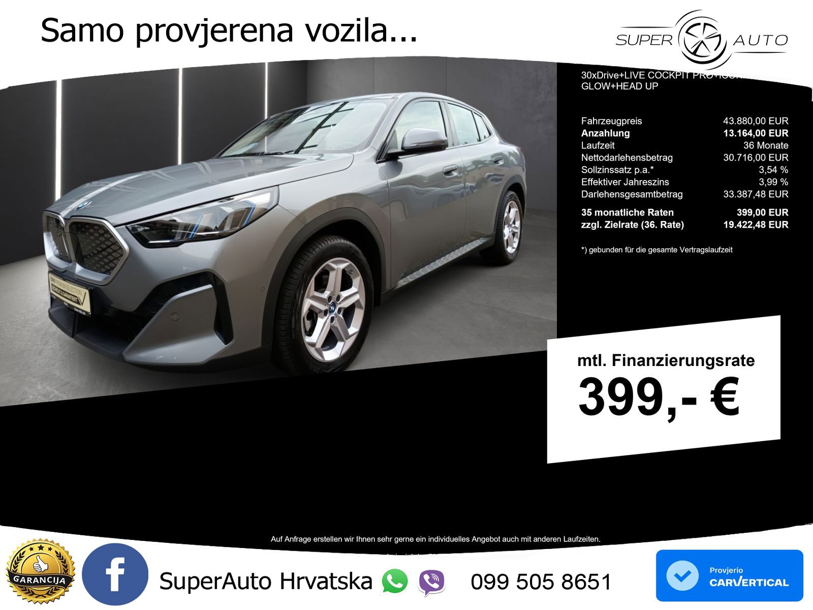 BMW iX2 66.5 kWh (313 KS) xDrive30 LED+GR SJED+ACC