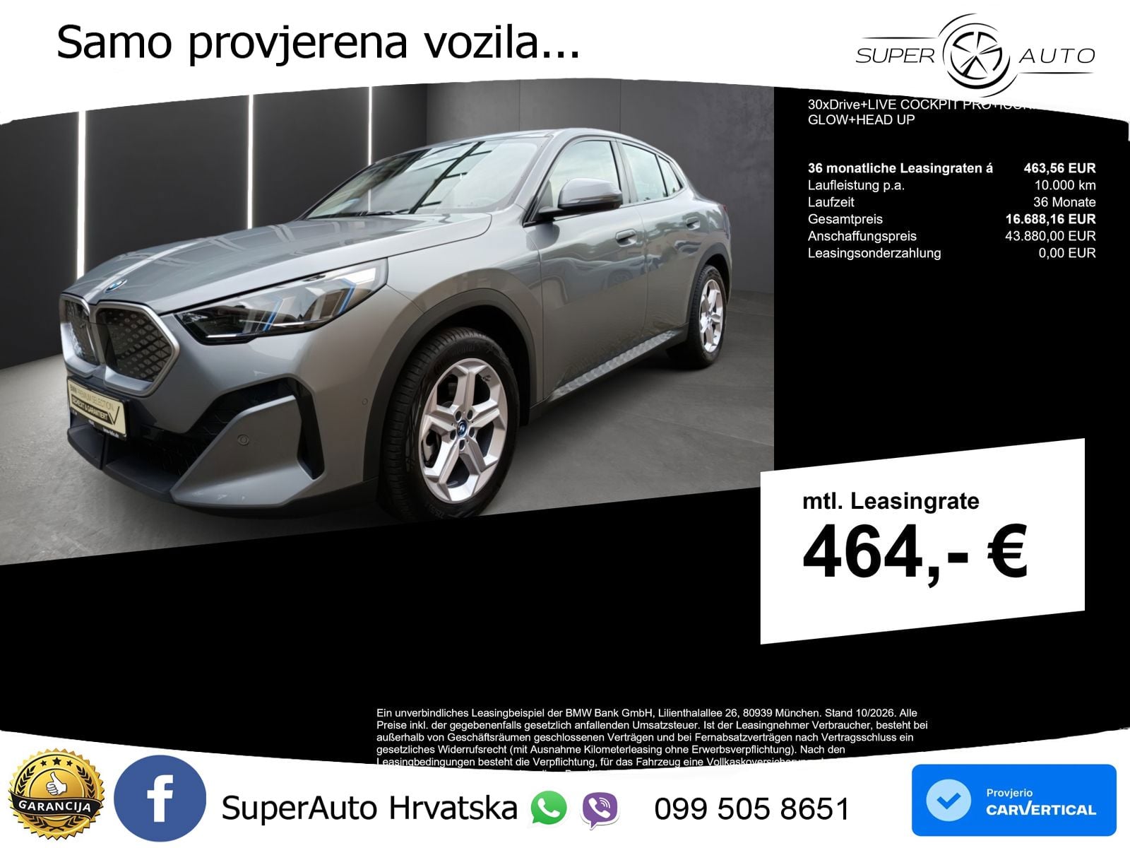 BMW iX2 66.5 kWh (313 KS) xDrive30 LED+GR SJED+ACC