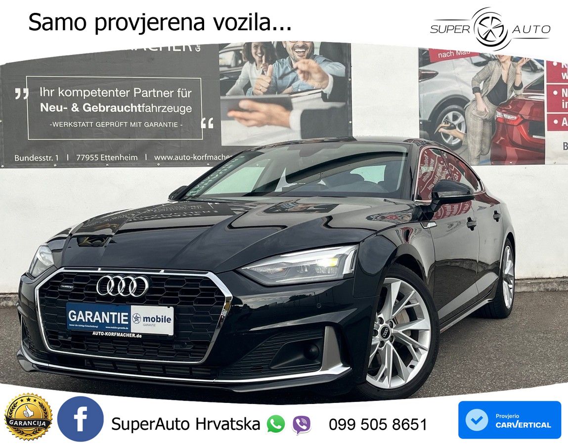 Audi A5 Sportback 45 TFSI (265 KS) quattro S tronic ZRAČNI+ACC+GR SJED+KAM