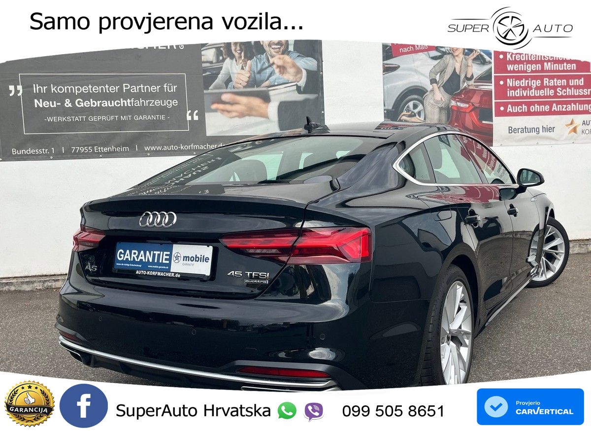 Audi A5 Sportback 45 TFSI (265 KS) quattro S tronic ZRAČNI+ACC+GR SJED+KAM