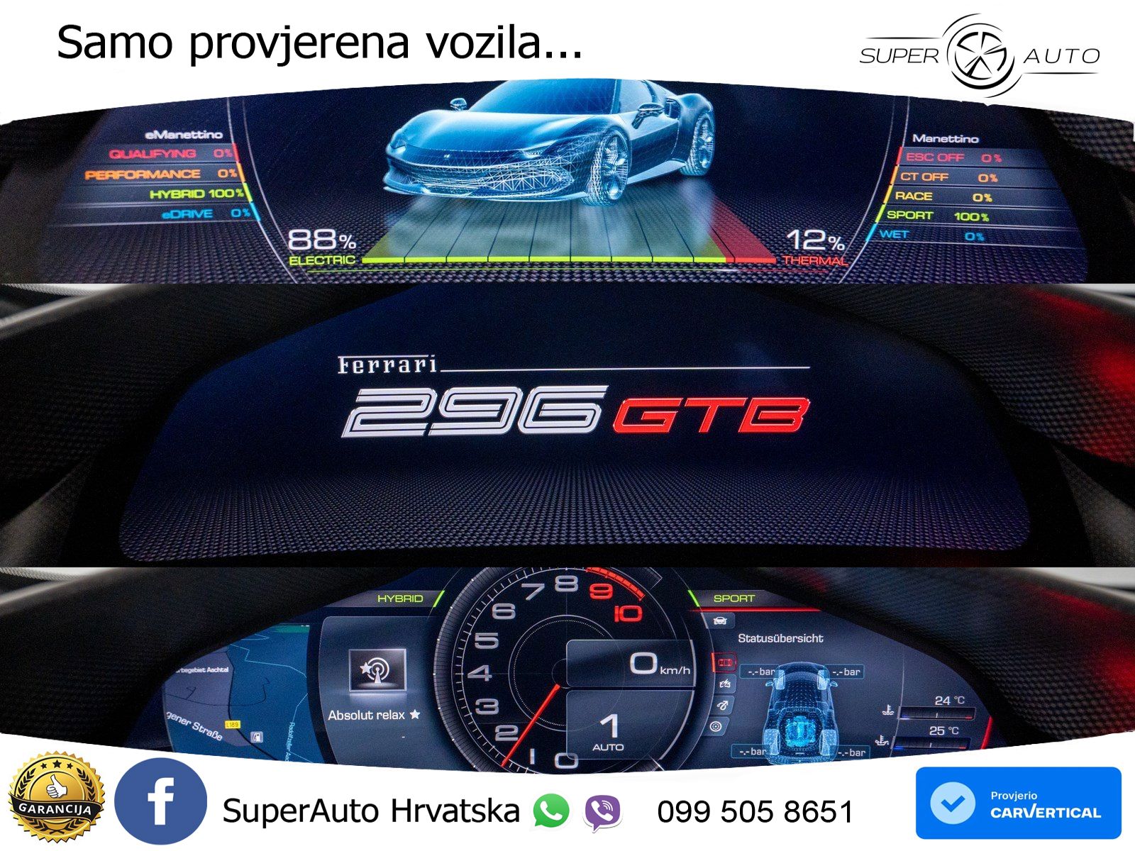 Ferrari 296 GTB 3.0 V6 (830 KS) F1 DCT LED+ACC