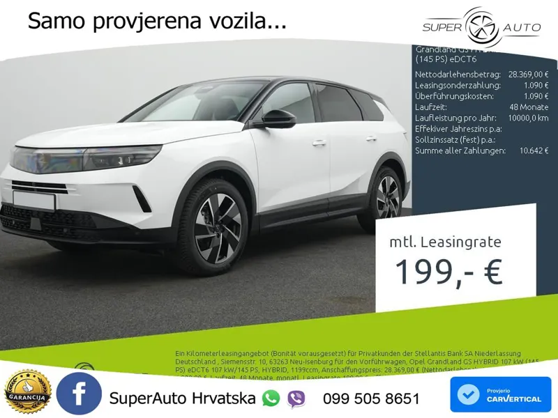 Opel Grandland 1.2 Turbo (145 KS) Hybrid eDCT GS LED+GR SJED+ACC