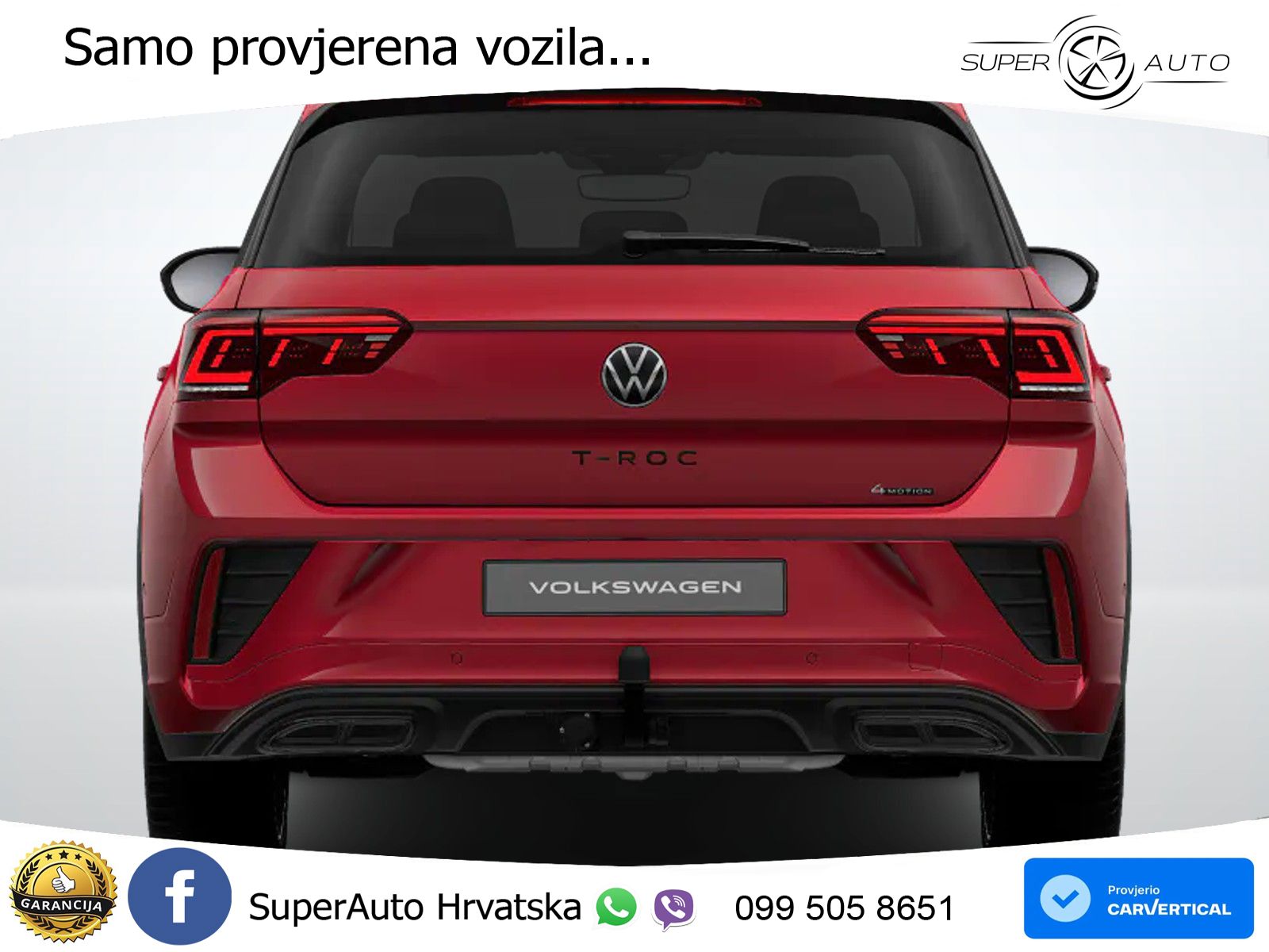 Volkswagen T-Roc 2.0 TSI (190 KS) 4M DSG R-Line LED+GR SJED+ACC