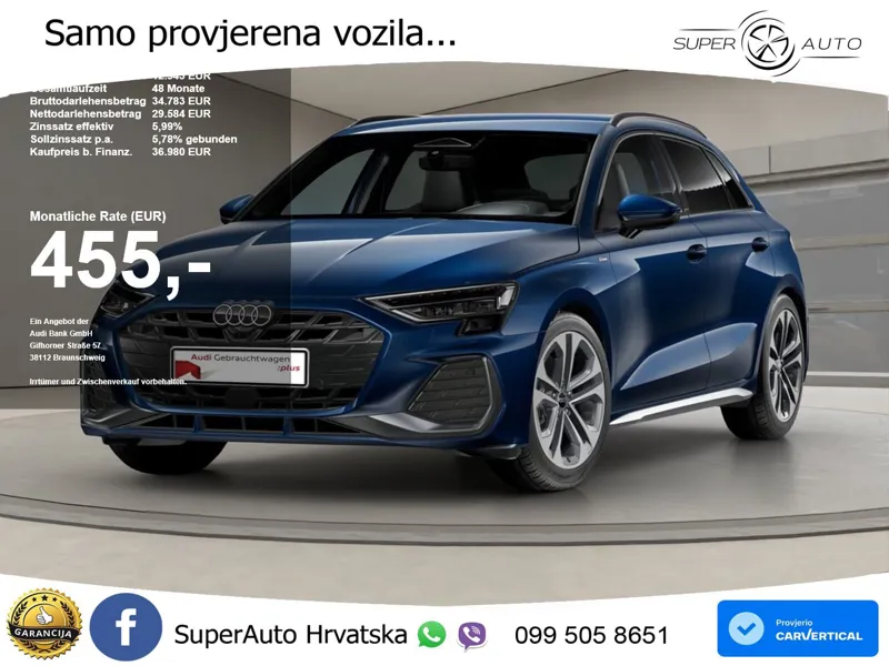 Audi A3 30 TFSI (116 KS)  S tronic S line LED+GR SJED+ACC