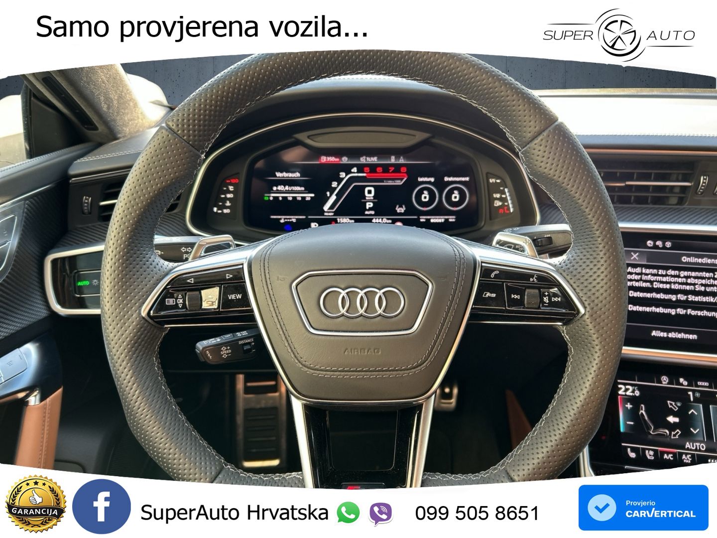 Audi RS7 4.0 TFSI V8 performance (630 KS) quattro tiptronic ZRAČNI+ACC+4xGR SJED+KAM