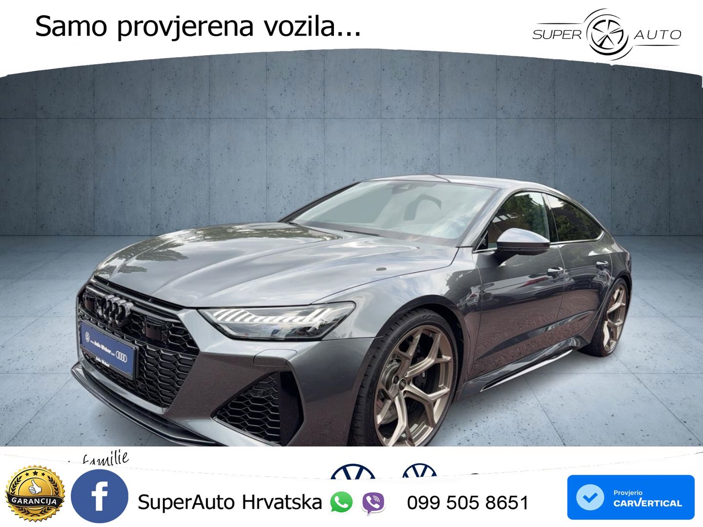 Audi RS7 4.0 TFSI V8 performance (630 KS) quattro tiptronic ZRAČNI+ACC+4xGR SJED+KAM