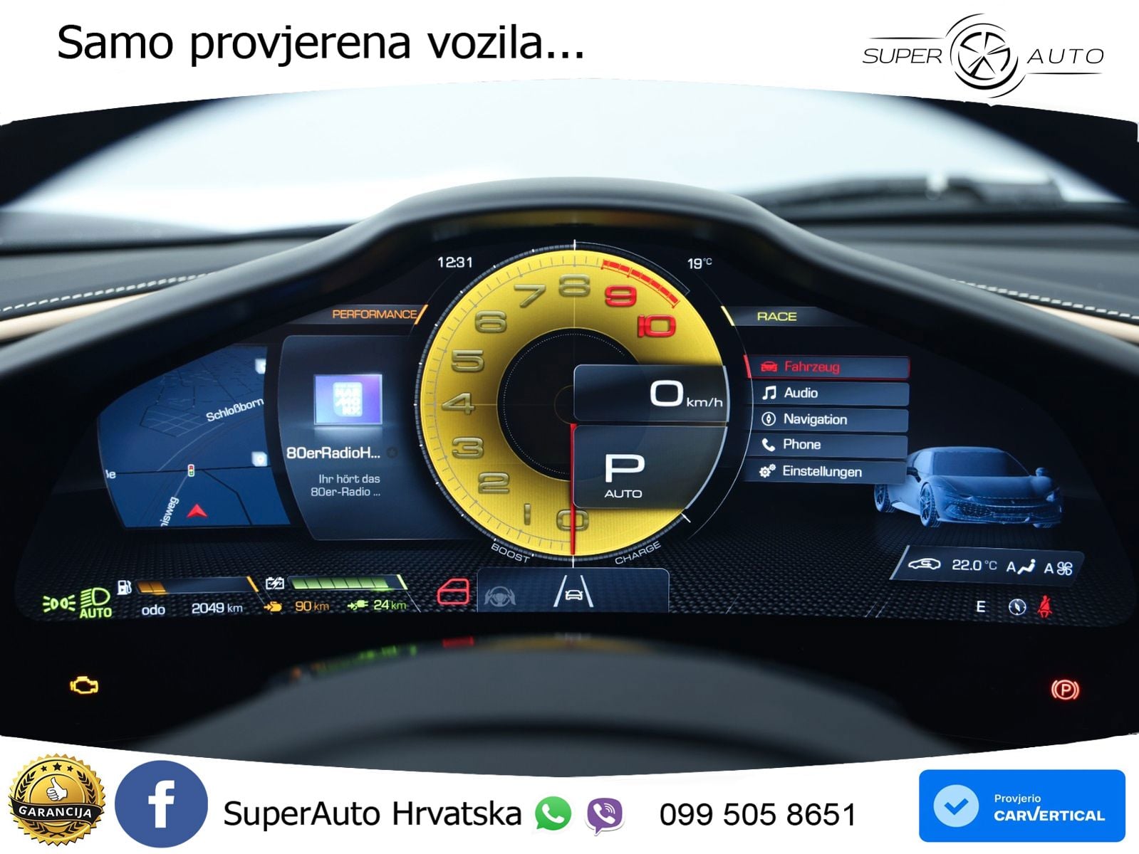 Ferrari 296 GTS 3.0 V6 (830 KS) F1 DCT ZRAČNI+ACC+GR SJED+KAM