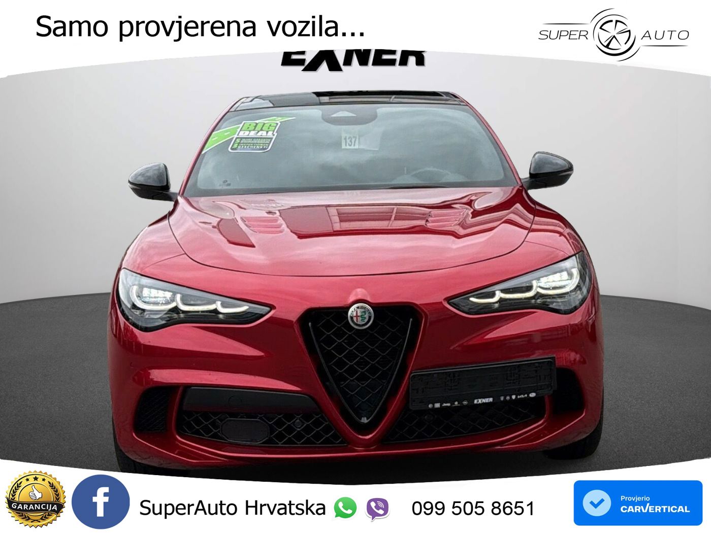 Alfa Romeo Stelvio Quadrifoglio 2.9 V6 Bi-Turbo (520 KS) Q4 Automatic LED+GR SJED+ACC