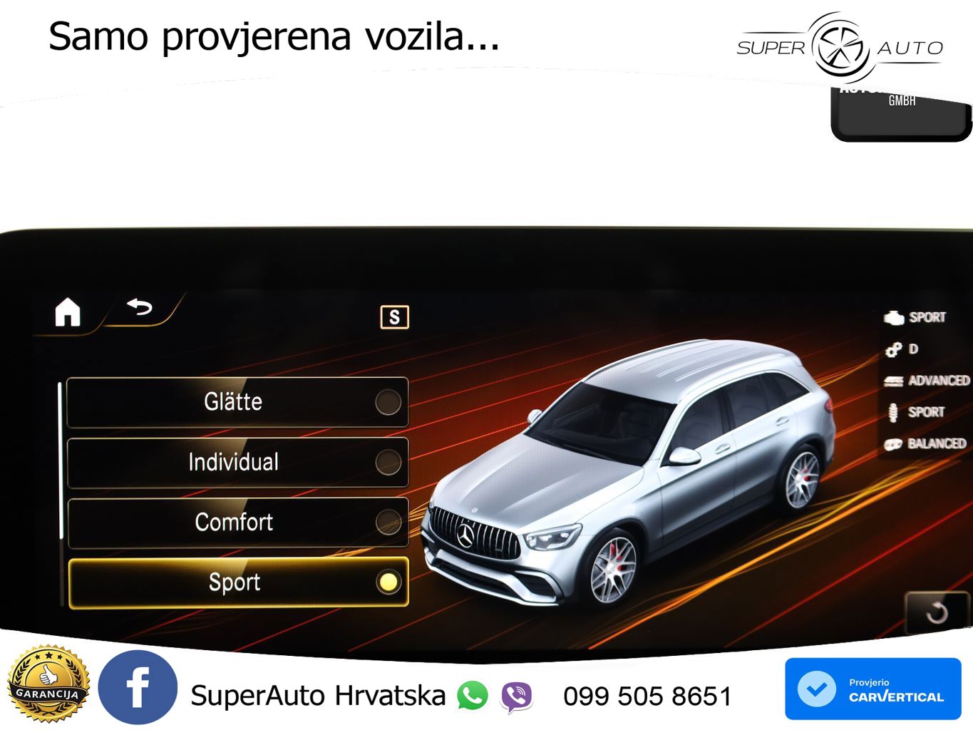 Mercedes AMG GLC 63 S V8 (510 KS) 4MATIC+ MCT ZRAČNI+ACC+GR SJED+KAM+PANO