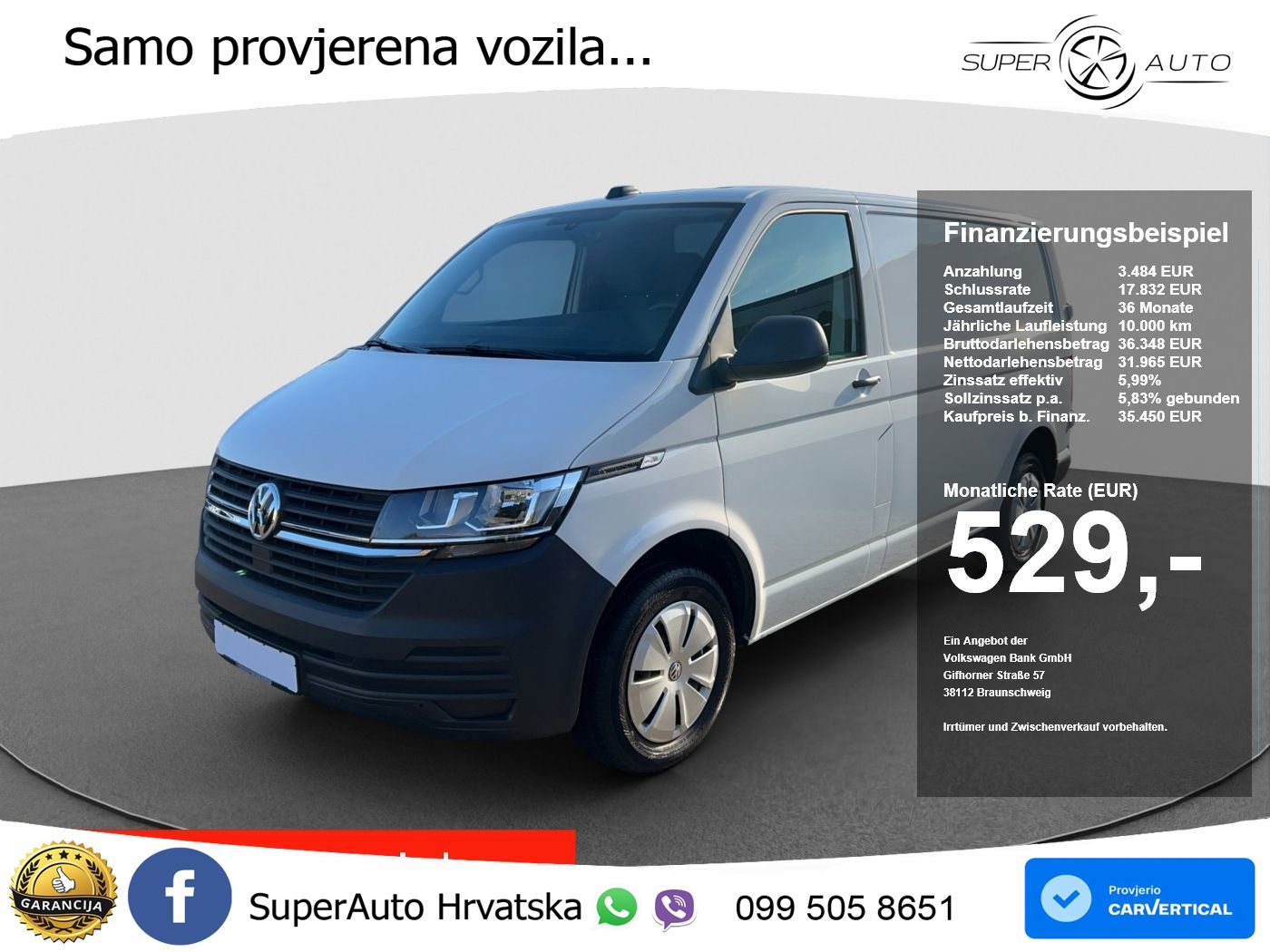 Volkswagen T6.1 Transporter Kasten 2.0 TDI AHK SHZ PDC APP 110 KS
