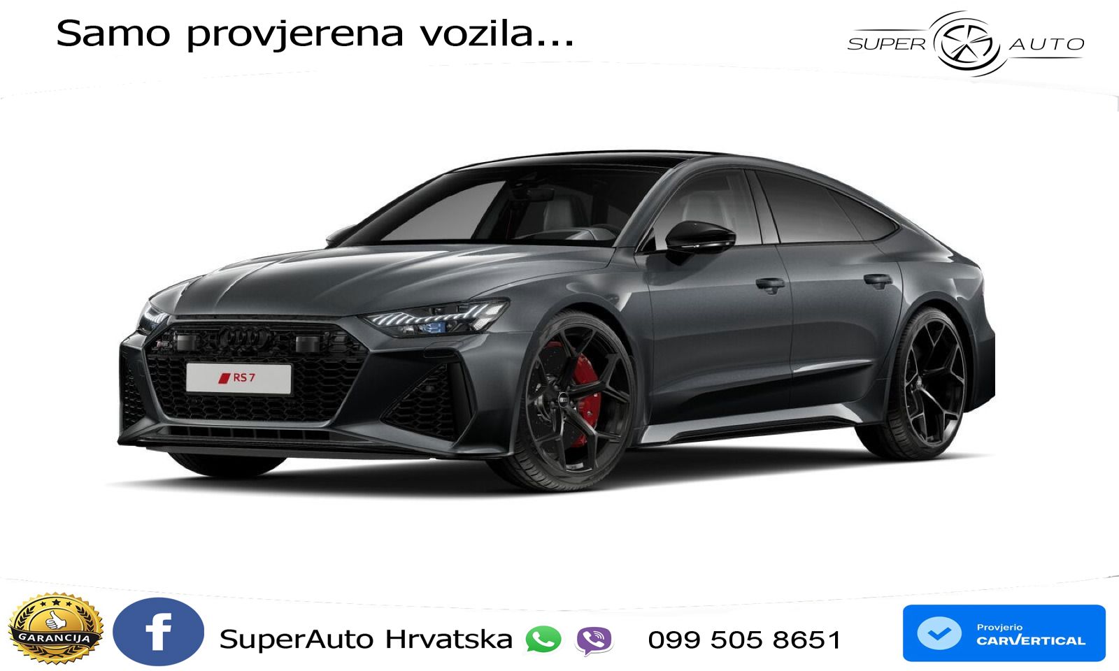 Audi RS7 4.0 TFSI V8 performance (630 KS) quattro tiptronic LED+GR SJED+ACC