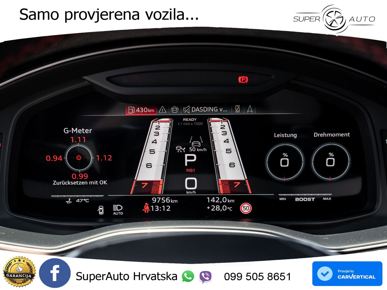 Audi RS6 Avant GT 4.0 TFSI V8 (630 KS) quattro tiptronic ZRAČNI+ACC+4xGR SJED+KAM