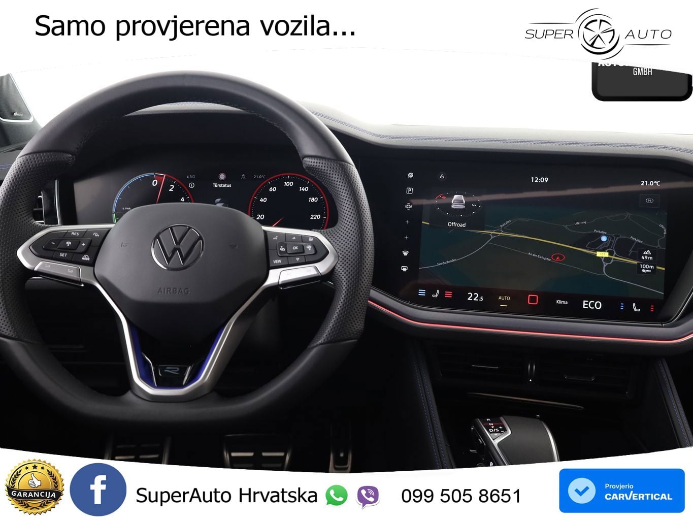 Volkswagen Touareg R 3.0 V6 TFSI (462 KS) 4MOTION Tiptronic ZRAČNI+ACC+GR SJED+KAM+PANO