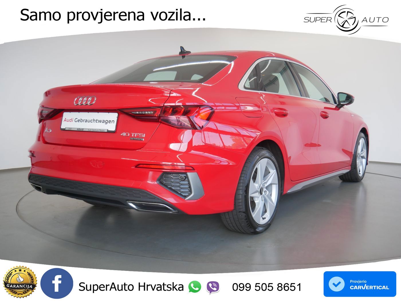 Audi A3 Limuzina 40 TFSI (190 KS) quattro S tronic S line LED+GR SJED+ACC