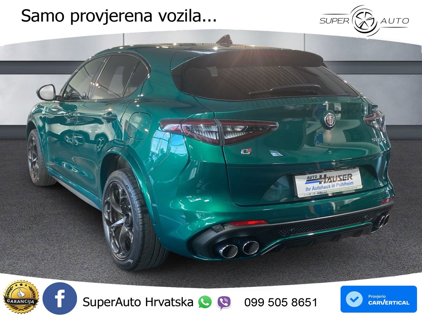 Alfa Romeo Stelvio Quadrifoglio 2.9 V6 Bi-Turbo (520 KS) Q4 Automatic LED+GR SJED+ACC