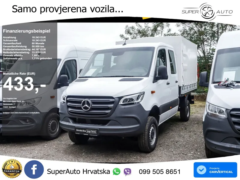 Mercedes-Benz Sprinter 319 PRITSCHE DOKA ALLRAD LED KLIMA AHK 190 KS