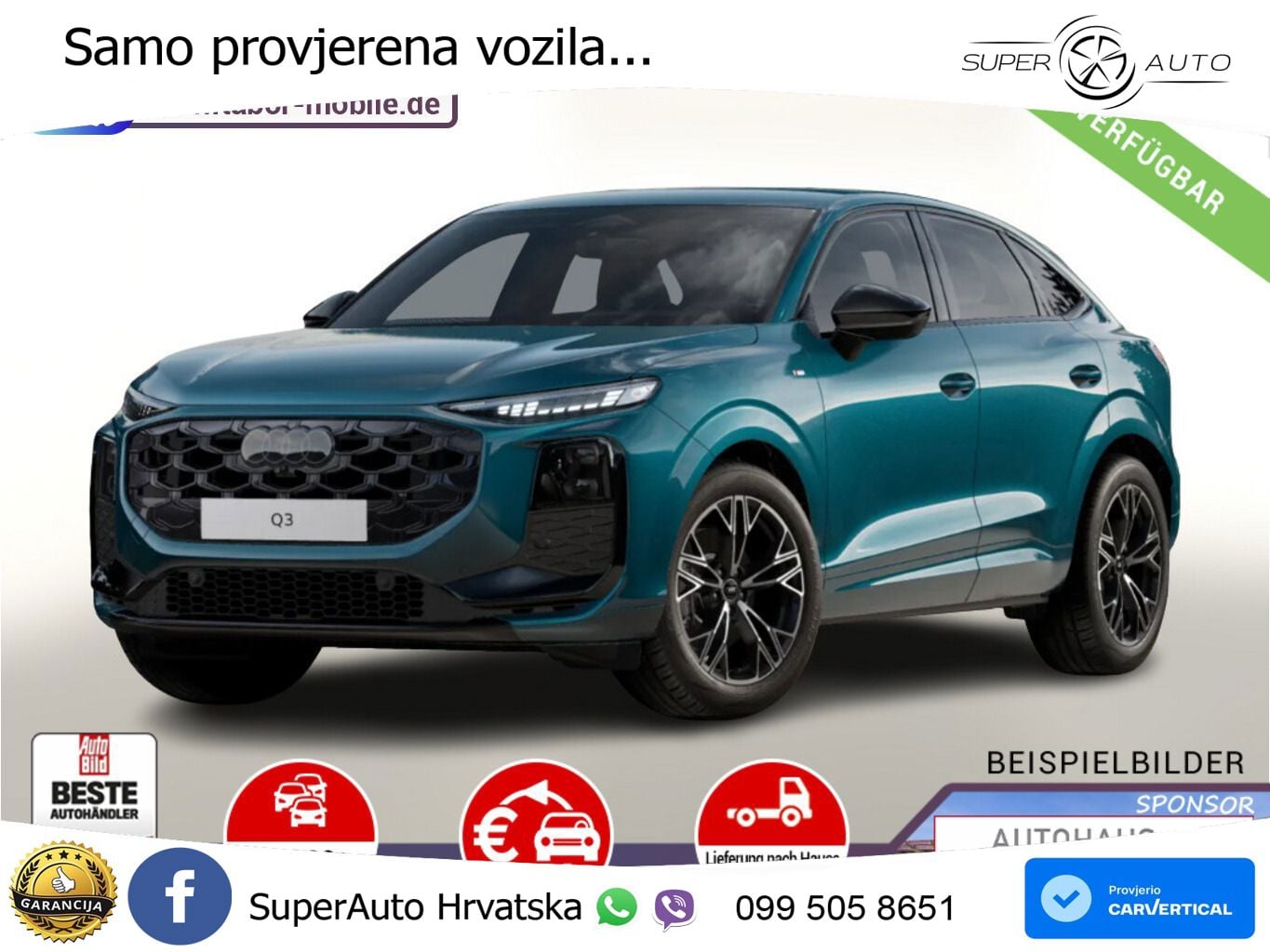 Audi Q3 Sportback 2.0 TDI (193 KS) quattro S tronic LED+GR SJED+ACC