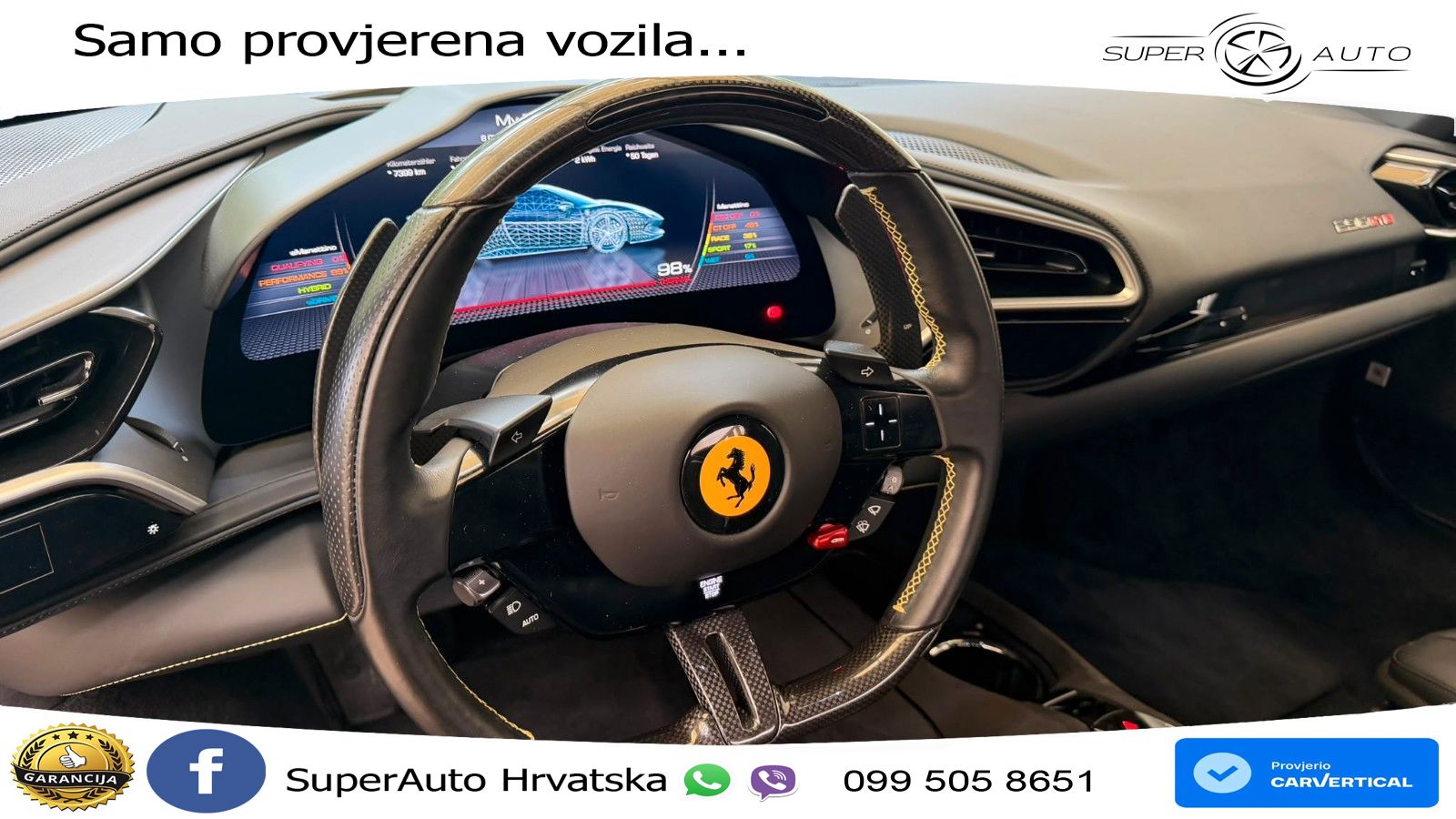 Ferrari 296 GTB 3.0 V6 (830 KS) F1 DCT ZRAČNI+ACC+GR SJED+KAM