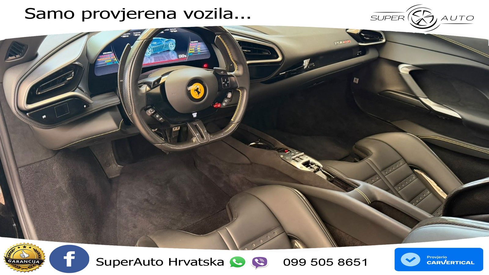 Ferrari 296 GTB 3.0 V6 (830 KS) F1 DCT ZRAČNI+ACC+GR SJED+KAM