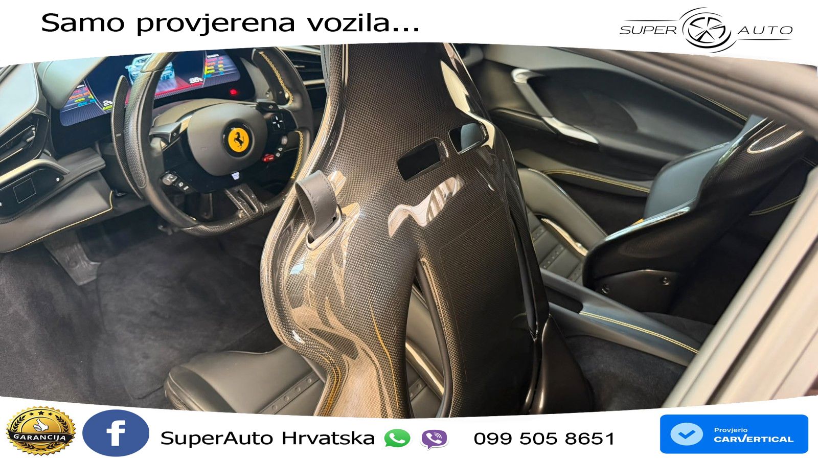 Ferrari 296 GTB 3.0 V6 (830 KS) F1 DCT ZRAČNI+ACC+GR SJED+KAM