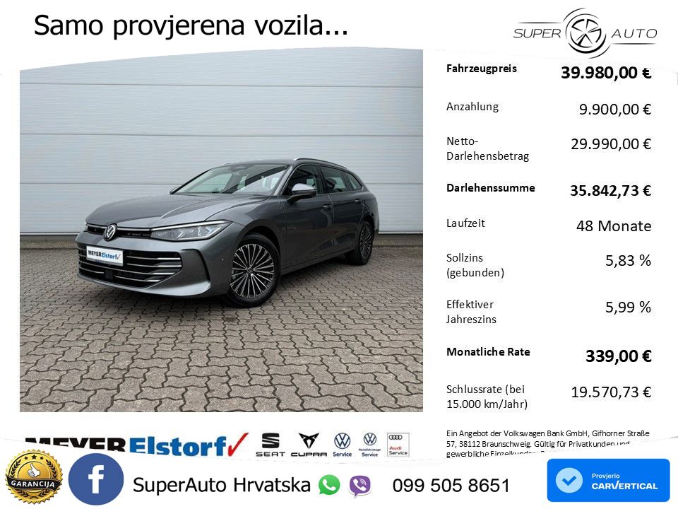 Volkswagen Passat Variant 1.5 eTSI (150 KS) DSG Elegance LED+GR SJED+ACC