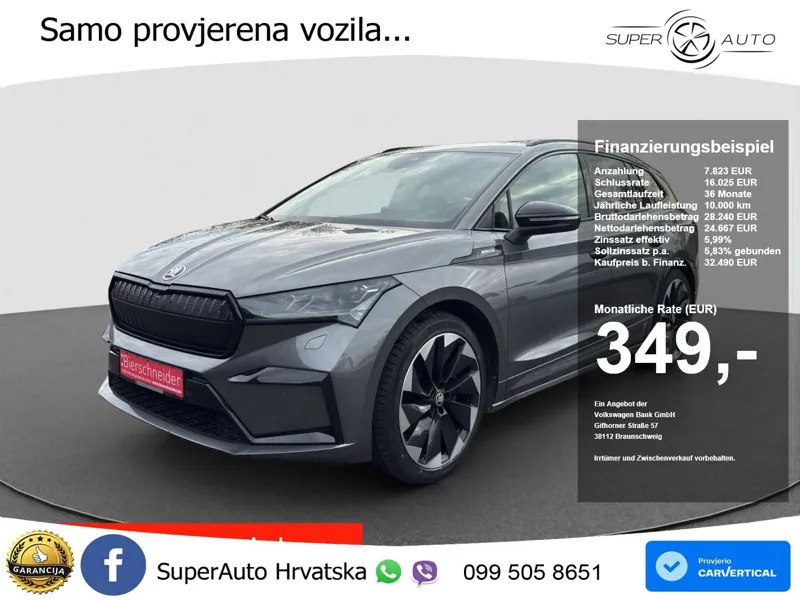 Škoda Enyaq iV 80x 82 kWh (265 KS) AWD SportLine ACC+GR SJED+360+PANO