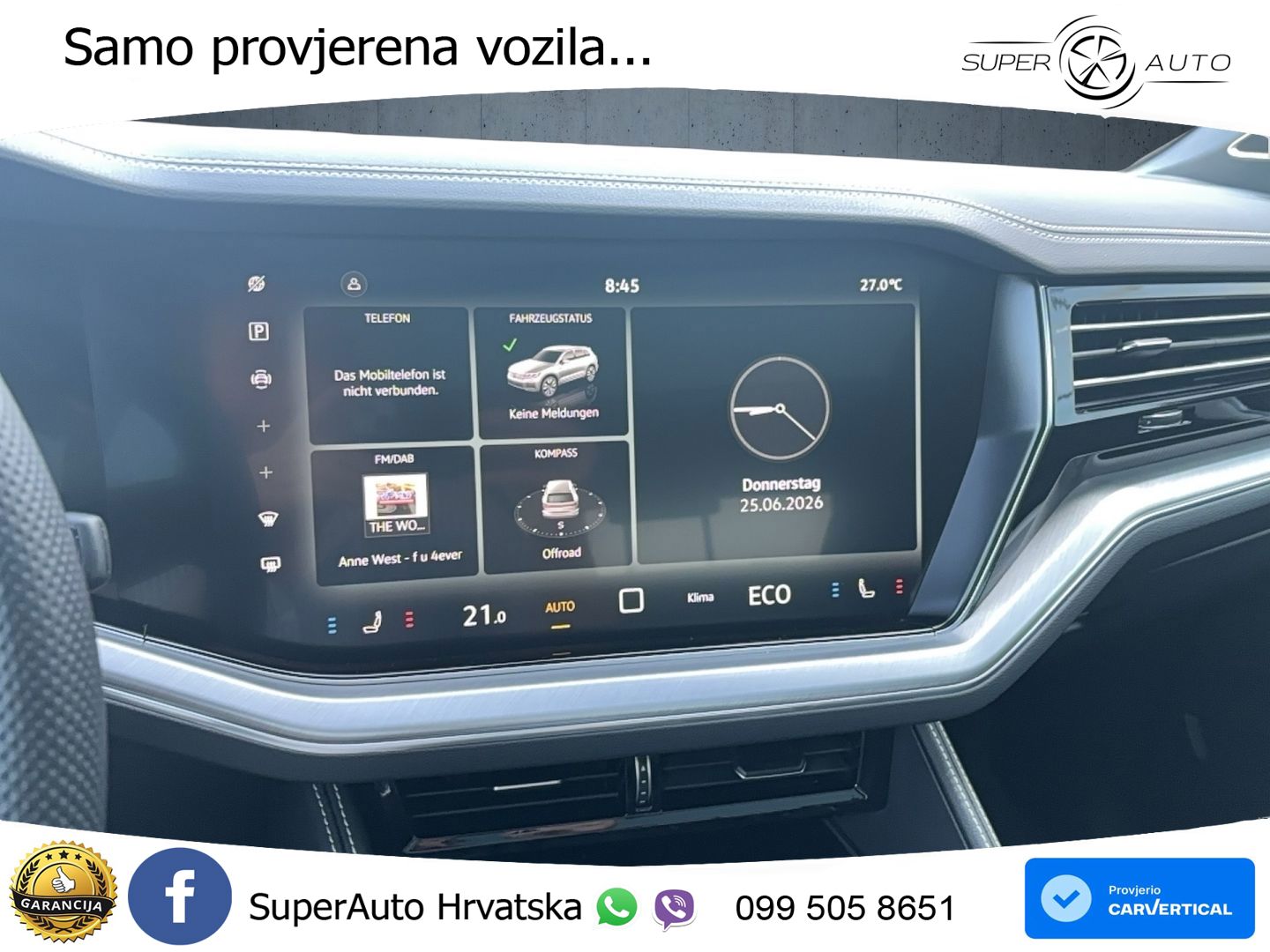 Volkswagen Touareg 3.0 V6 TDI (286 KS) 4MOTION Tiptronic ZRAČNI+ACC+GR SJED+KAM+PANO