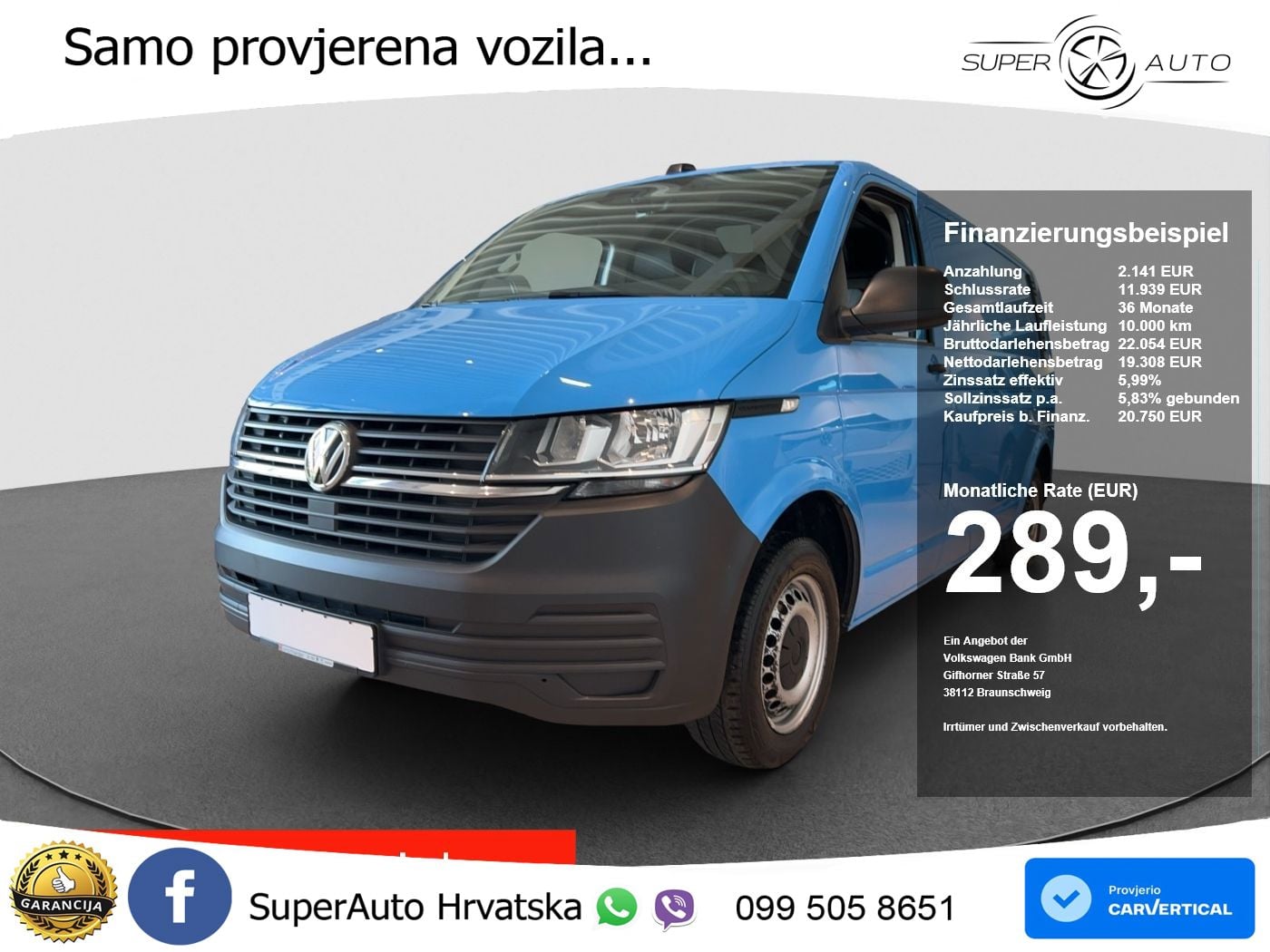 Volkswagen T6.1 Transporter Kasten 2.0 TDI LR AHK SHZ PDC A 110 KS