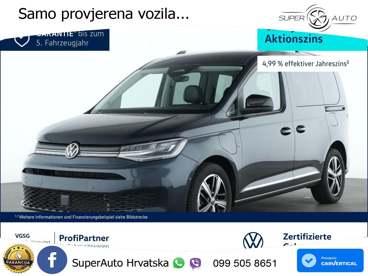 Volkswagen Caddy Style Navi Sitzhzg. Klima 5 Jahre Euro6 ZV 116 KS