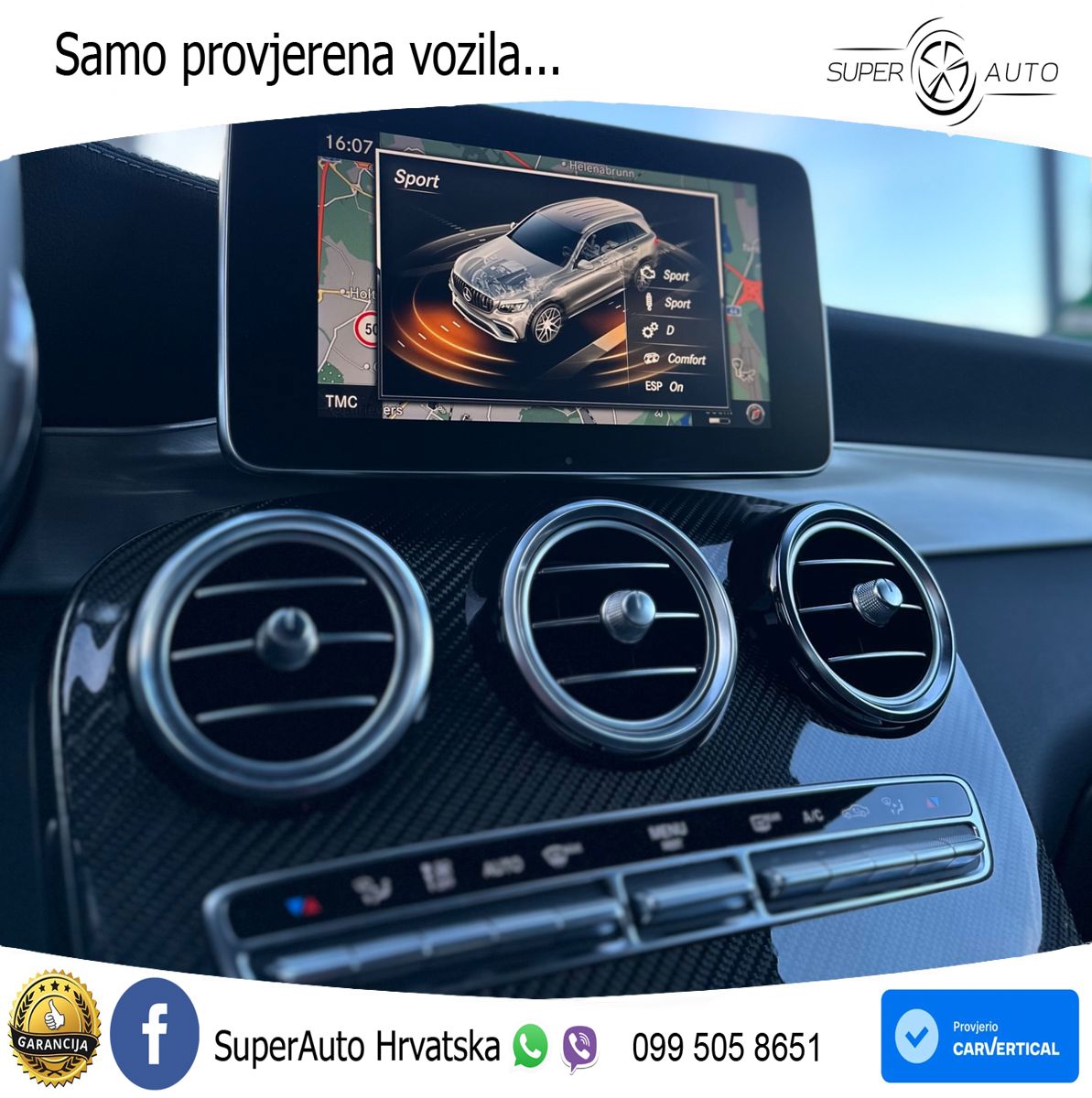 Mercedes AMG GLC 63 S V8 (510 KS) 4MATIC+ MCT ZRAČNI+ACC+GR SJED+KAM+PANO