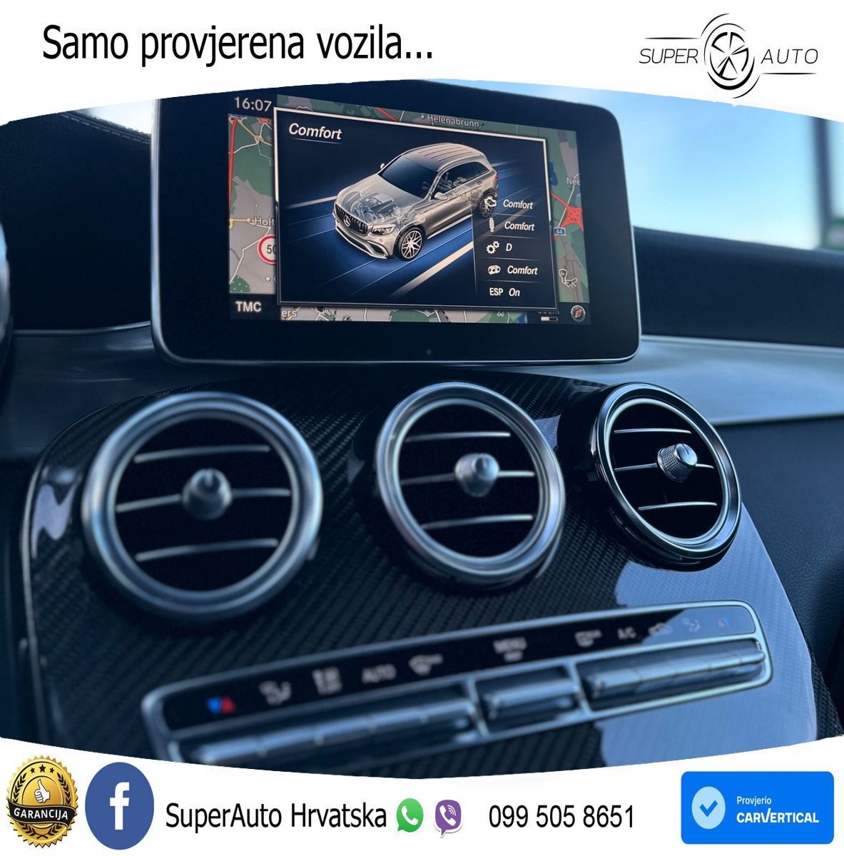 Mercedes AMG GLC 63 S V8 (510 KS) 4MATIC+ MCT ZRAČNI+ACC+GR SJED+KAM+PANO