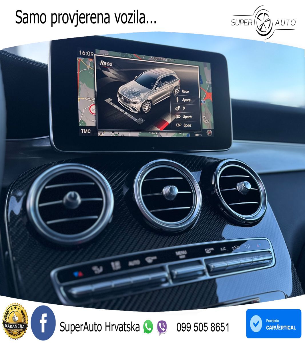 Mercedes AMG GLC 63 S V8 (510 KS) 4MATIC+ MCT ZRAČNI+ACC+GR SJED+KAM+PANO